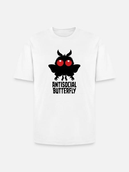 Antisocial Butterfly Mothman Cryptid - Heavyweight Unisex T-Shirt HAMMER by Gildan - white