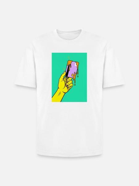 Melting Tech Pop Art Hand - Heavyweight Unisex T-Shirt HAMMER by Gildan - white