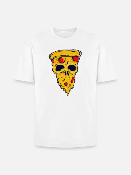 Neon Skull Pizza Slice - Heavyweight Unisex T-Shirt HAMMER by Gildan - white