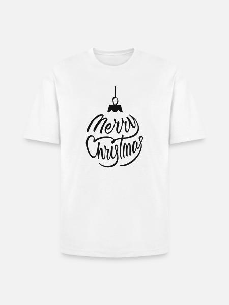 Merry Christmas Script Ornament - Heavyweight Unisex T-Shirt HAMMER by Gildan - white