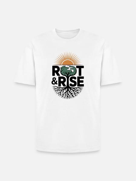 Root & Rise: Sunburst Tree - Heavyweight Unisex T-Shirt HAMMER by Gildan - white