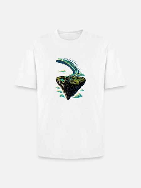 Floating Island Wave Arc - Heavyweight Unisex T-Shirt HAMMER by Gildan - white