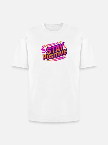 Stay Positive Neon Splash - Heavyweight Unisex T-Shirt HAMMER by Gildan - white