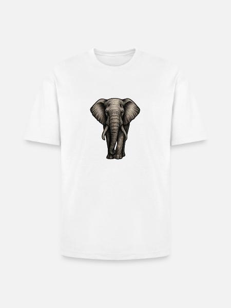 Charcoal Elephant Portrait - Heavyweight Unisex T-Shirt HAMMER by Gildan - white