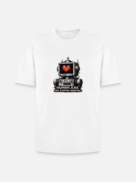 Heartbeat Robot: Human.Exe Stopped - Heavyweight Unisex T-Shirt HAMMER by Gildan - white