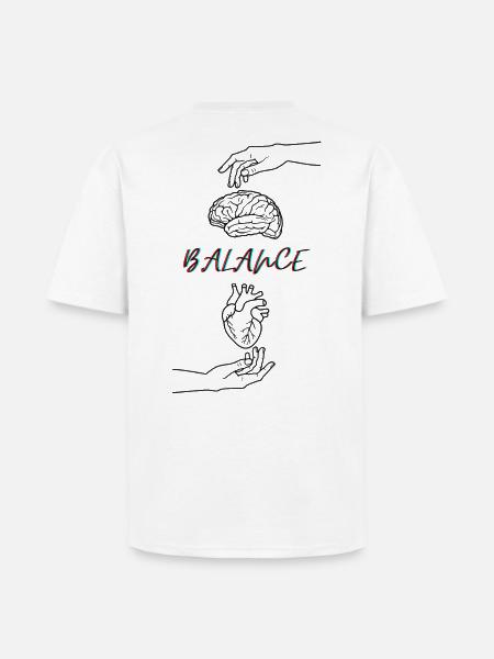 The Balance = Brain & Heart - Heavyweight Unisex T-Shirt HAMMER by Gildan - white