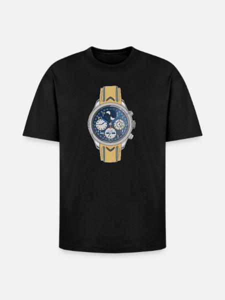 Moonphase Chrono Blue Dial Watch - Heavyweight Unisex T-Shirt HAMMER by Gildan - black