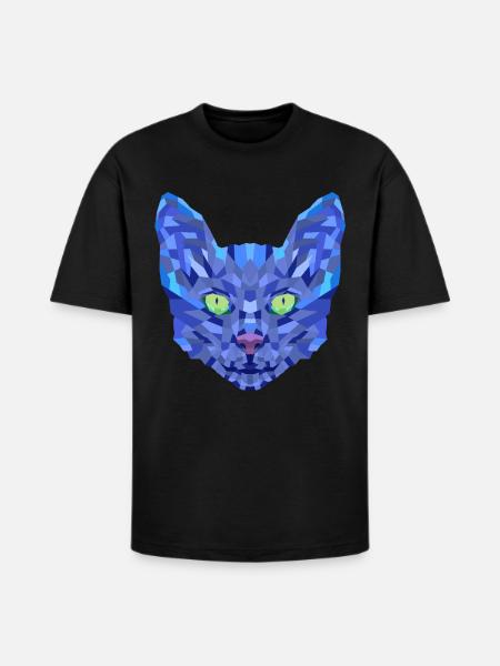Blue cat face - Heavyweight Unisex T-Shirt HAMMER by Gildan - black