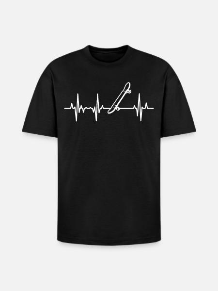 Skateboard ECG Heartline - Heavyweight Unisex T-Shirt HAMMER by Gildan - black