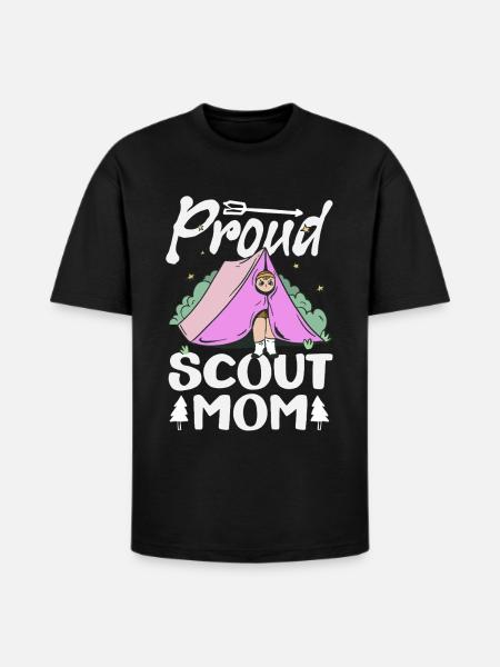 Proud Scout Mom Scouting Mother Camp - Heavyweight Unisex T-Shirt HAMMER by Gildan - black
