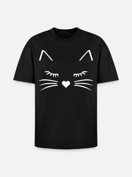 Cat Face - Heavyweight Unisex T-Shirt HAMMER by Gildan - black