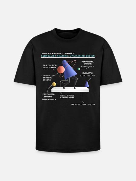 Retro Futuristic Cone Kinetic Construct T-shirt - Heavyweight Unisex T-Shirt HAMMER by Gildan - black