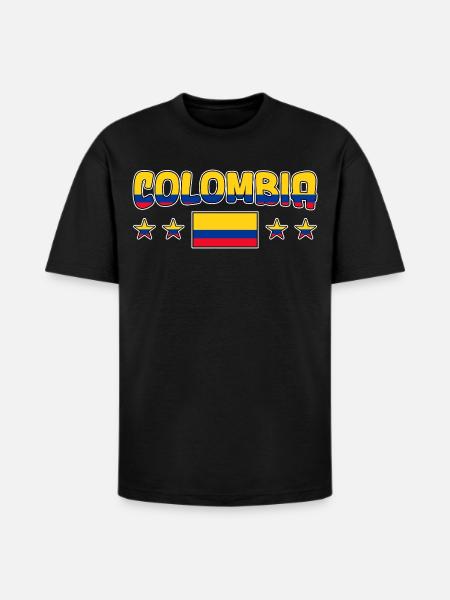 Colombia Flag Stars Graphic Tee - Heavyweight Unisex T-Shirt HAMMER by Gildan - black