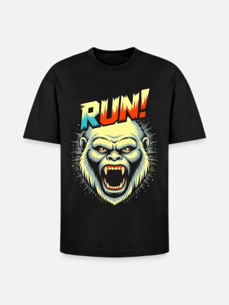 RUN! – Screaming Yeti Face - Heavyweight Unisex T-Shirt HAMMER by Gildan - black