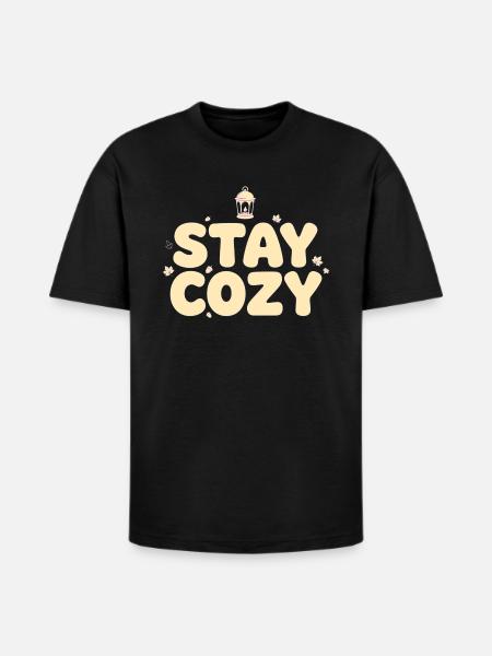 Stay Cozy Lantern Autumn - Heavyweight Unisex T-Shirt HAMMER by Gildan - black