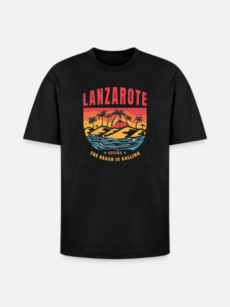 Lanzarote Espana beach design - Heavyweight Unisex T-Shirt HAMMER by Gildan - black
