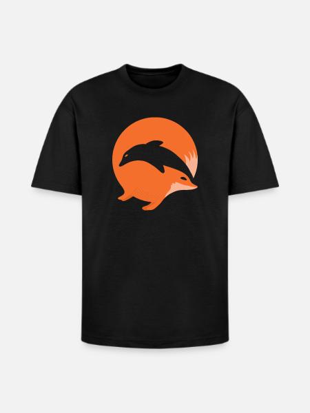 Fox or Dolphin in this fun optical illusion - Heavyweight Unisex T-Shirt HAMMER by Gildan - black
