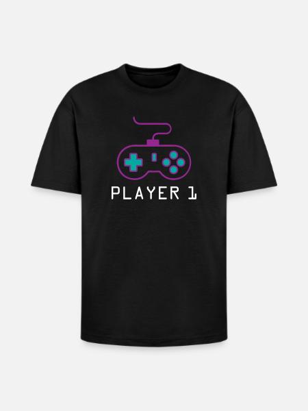 Player 1 Gamer - Heavyweight Unisex T-Shirt HAMMER by Gildan - black