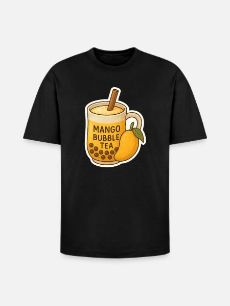 Mango Bubble Tea Illustration - Heavyweight Unisex T-Shirt HAMMER by Gildan - black