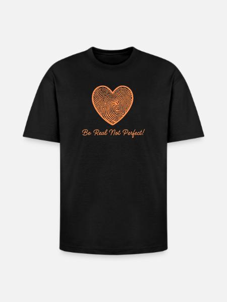 Fingerprint Heart Custom Design - Heavyweight Unisex T-Shirt HAMMER by Gildan - black