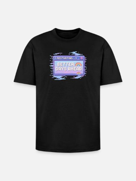 Better Days Ahead Pixel Retro - Heavyweight Unisex T-Shirt HAMMER by Gildan - black