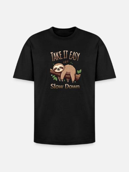 Sloth Take It Easy - Heavyweight Unisex T-Shirt HAMMER by Gildan - black
