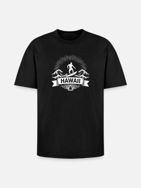 Hawaii Surf Sunburst Emblem - Heavyweight Unisex T-Shirt HAMMER by Gildan - black