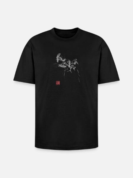 Whisper Cat Inkwash Portrait - Heavyweight Unisex T-Shirt HAMMER by Gildan - black