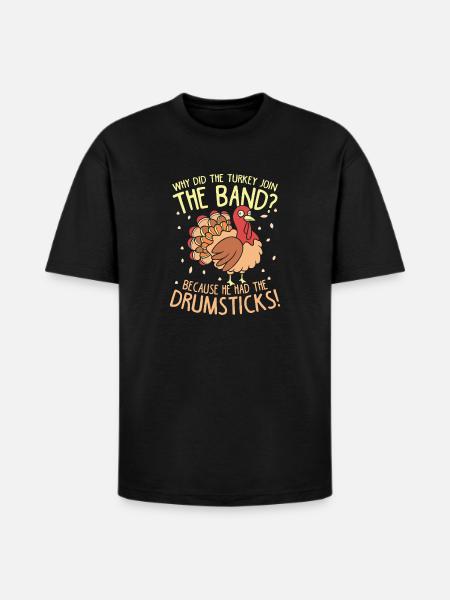 Thanksgiving Turkey Band Drumsticks - Heavyweight Unisex T-Shirt HAMMER by Gildan - black