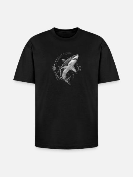 Shark Circle Mono Graphic - Heavyweight Unisex T-Shirt HAMMER by Gildan - black