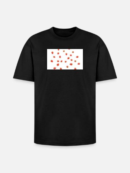 Strawberry Scatter Pattern - Heavyweight Unisex T-Shirt HAMMER by Gildan - black