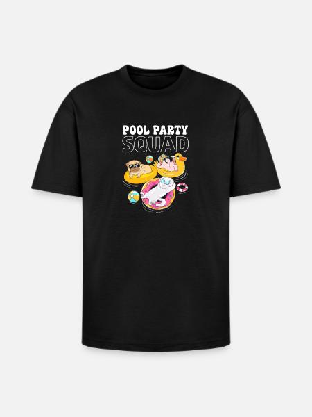 Kids Pool Party Squad Animals Birthday - Heavyweight Unisex T-Shirt HAMMER by Gildan - black