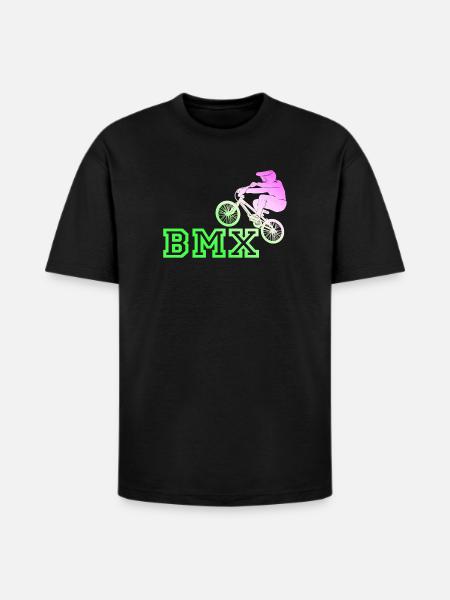 Neon BMX Rider Emblem - Heavyweight Unisex T-Shirt HAMMER by Gildan - black