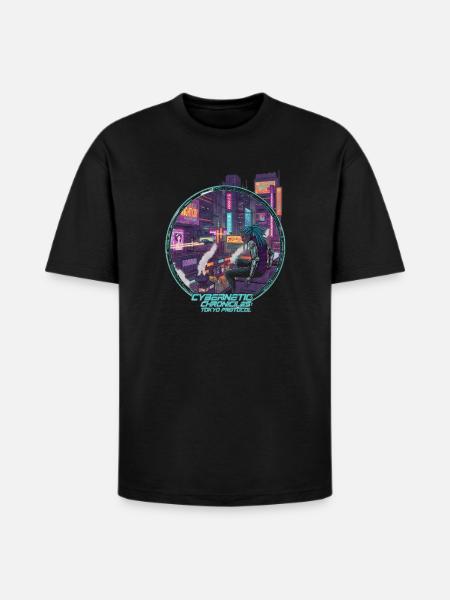 Cybernetic Chronicles Tokyo Protocol - Heavyweight Unisex T-Shirt HAMMER by Gildan - black