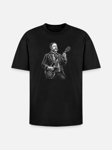 Chester A. Arthur Playing Guitar - Heavyweight Unisex T-Shirt HAMMER by Gildan - black