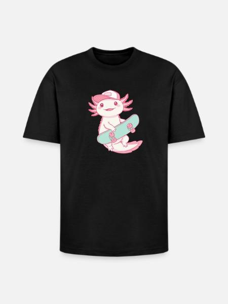 Axolotl Skater - Heavyweight Unisex T-Shirt HAMMER by Gildan - black