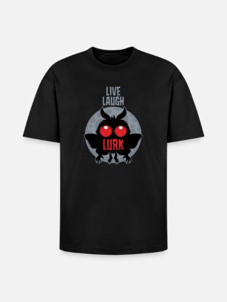 Live Laugh Lurk Mothman Cryptid - Heavyweight Unisex T-Shirt HAMMER by Gildan - black