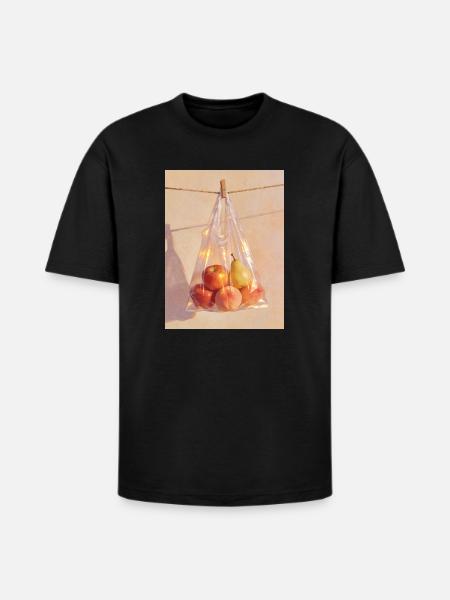 Sunlit Plastic Fruit Still Life - Heavyweight Unisex T-Shirt HAMMER by Gildan - black