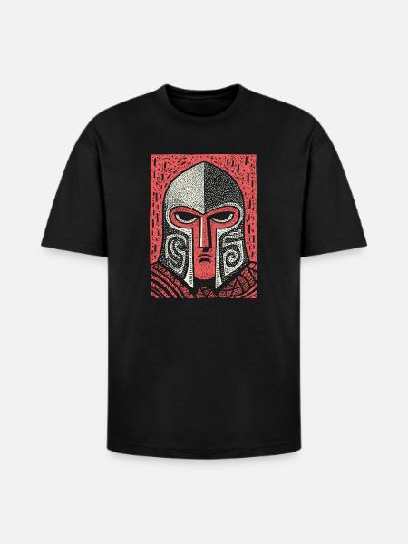 Spartan Helmet Halftone Icon - Heavyweight Unisex T-Shirt HAMMER by Gildan - black
