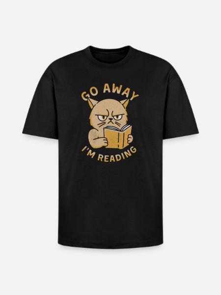 Go Away I'm Reading - Heavyweight Unisex T-Shirt HAMMER by Gildan - black