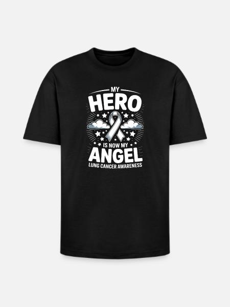 Lung Cancer Awareness Hero Design - Heavyweight Unisex T-Shirt HAMMER by Gildan - black