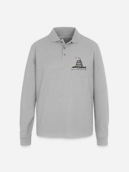 Coiled Rattlesnake Emblem - Unisex Long Sleeve Pique Polo Shirt - gray