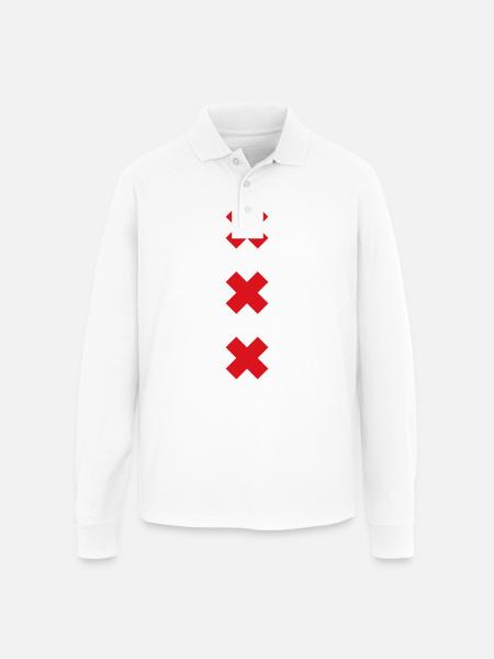 Amsterdam logo - Unisex Long Sleeve Pique Polo Shirt - white