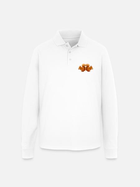 Low-Poly Squirrel Heart Duo - Unisex Long Sleeve Pique Polo Shirt - white
