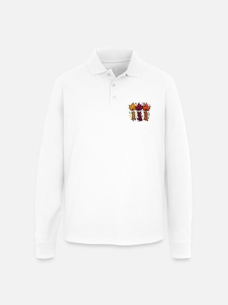Autumn Graffiti Leaves - Unisex Long Sleeve Pique Polo Shirt - white