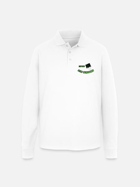 Never Stop Debugging - Funny Programmer - Unisex Long Sleeve Pique Polo Shirt - white