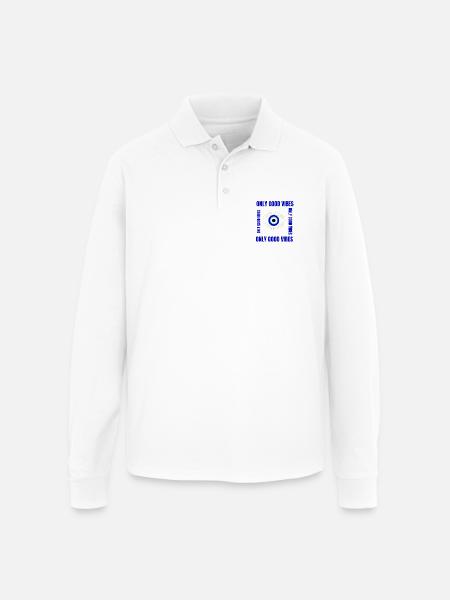 beautiful blue eyes - Unisex Long Sleeve Pique Polo Shirt - white