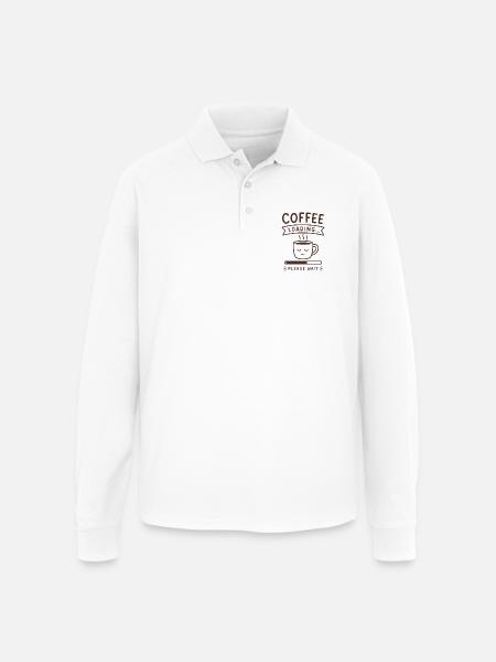 Coffee Loading... Please Wait - Unisex Long Sleeve Pique Polo Shirt - white