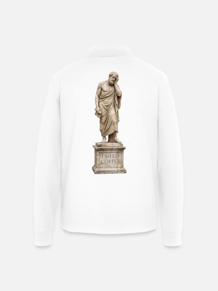 Ancient Sage Coffee Crave - Unisex Long Sleeve Pique Polo Shirt - white