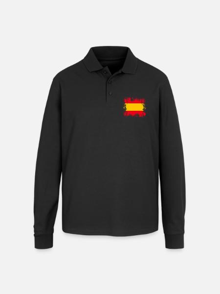 Espana Spain - Unisex Long Sleeve Pique Polo Shirt - black